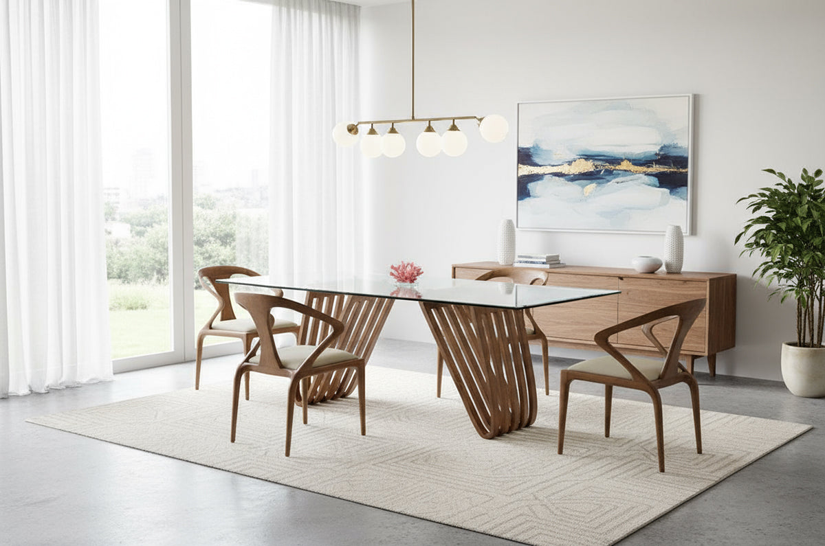 Draper Mid-Century Walnut & Glass Dining Table by VIG Furniture - View 8