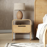 Eastern King Dresden - Modern Natural Acacia 1-Drawer Nightstand Bedroom Set