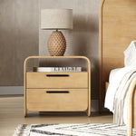 Queen Dresden - Modern Natural Acacia 2-Drawer Nightstand Bedroom Set