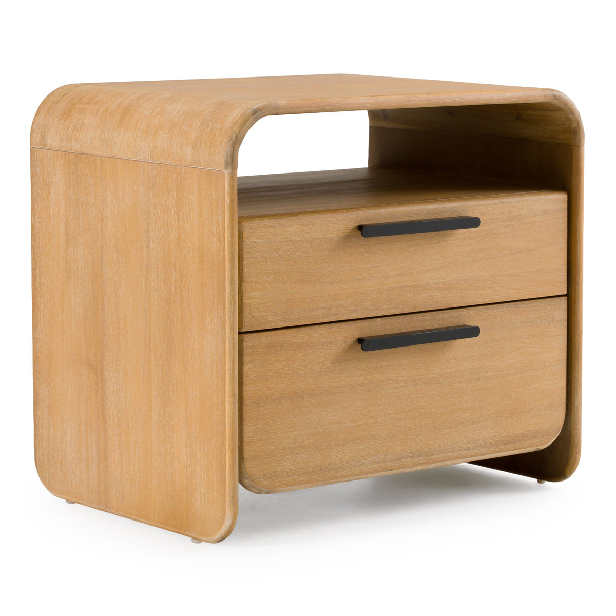 Eastern King Dresden - Modern Natural Acacia 2-Drawer Nightstand Bedroom Set