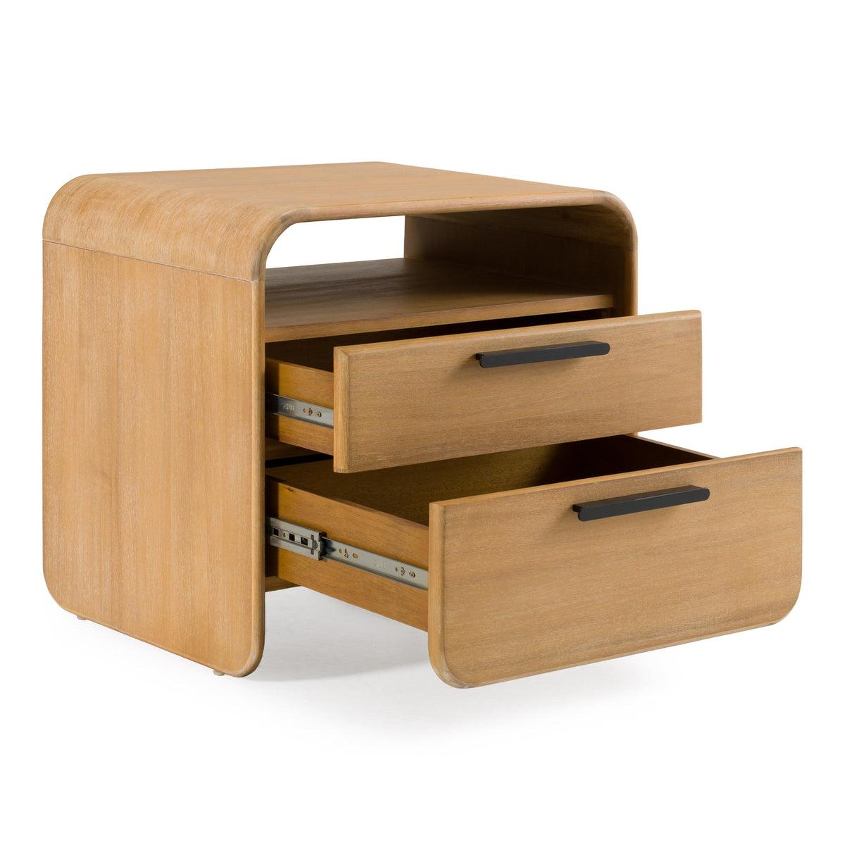Eastern King Dresden - Modern Natural Acacia 2-Drawer Nightstand Bedroom Set