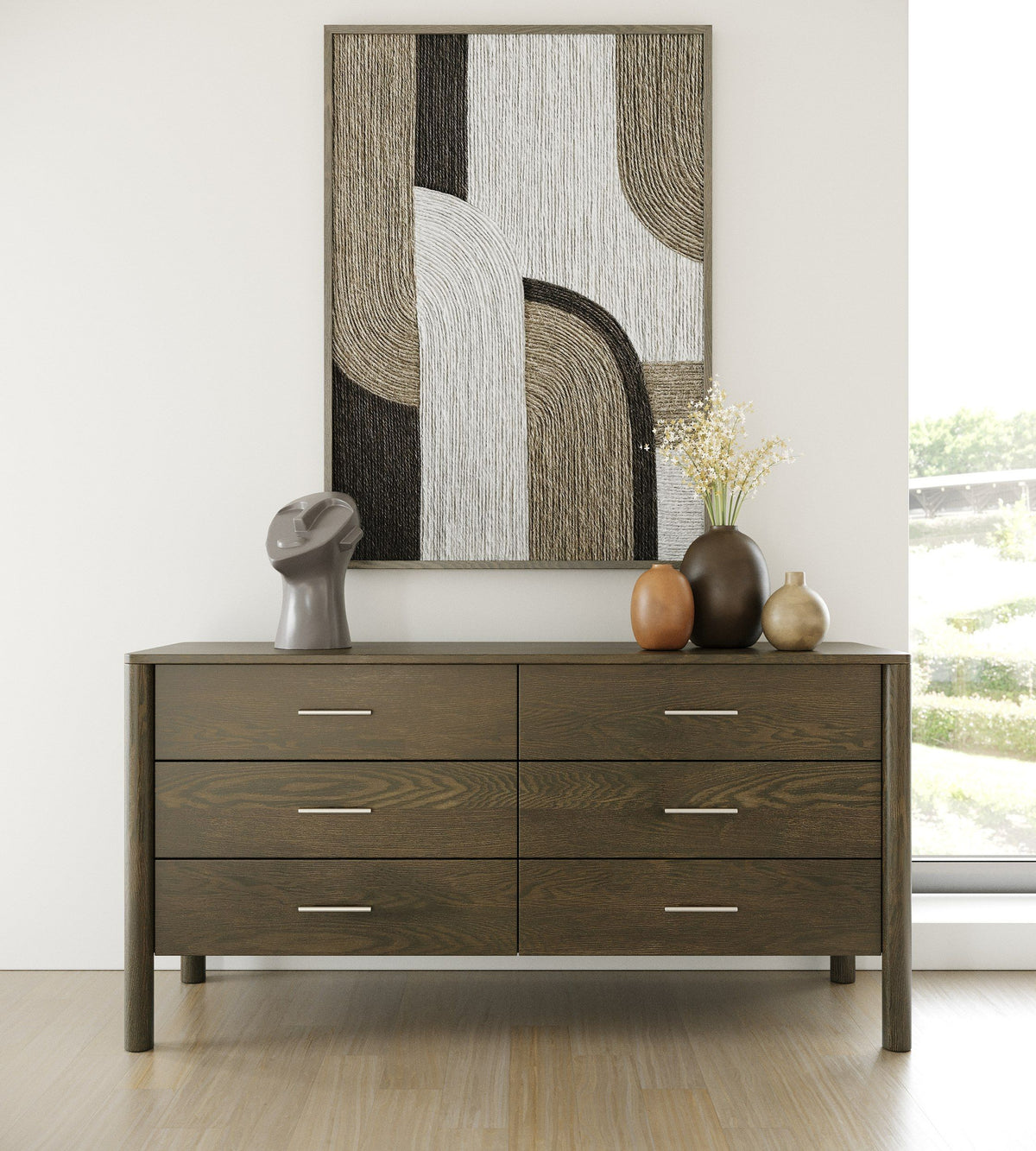 Eastern King Carolina - Modern Grey Fabric + Wenge Bedroom Set