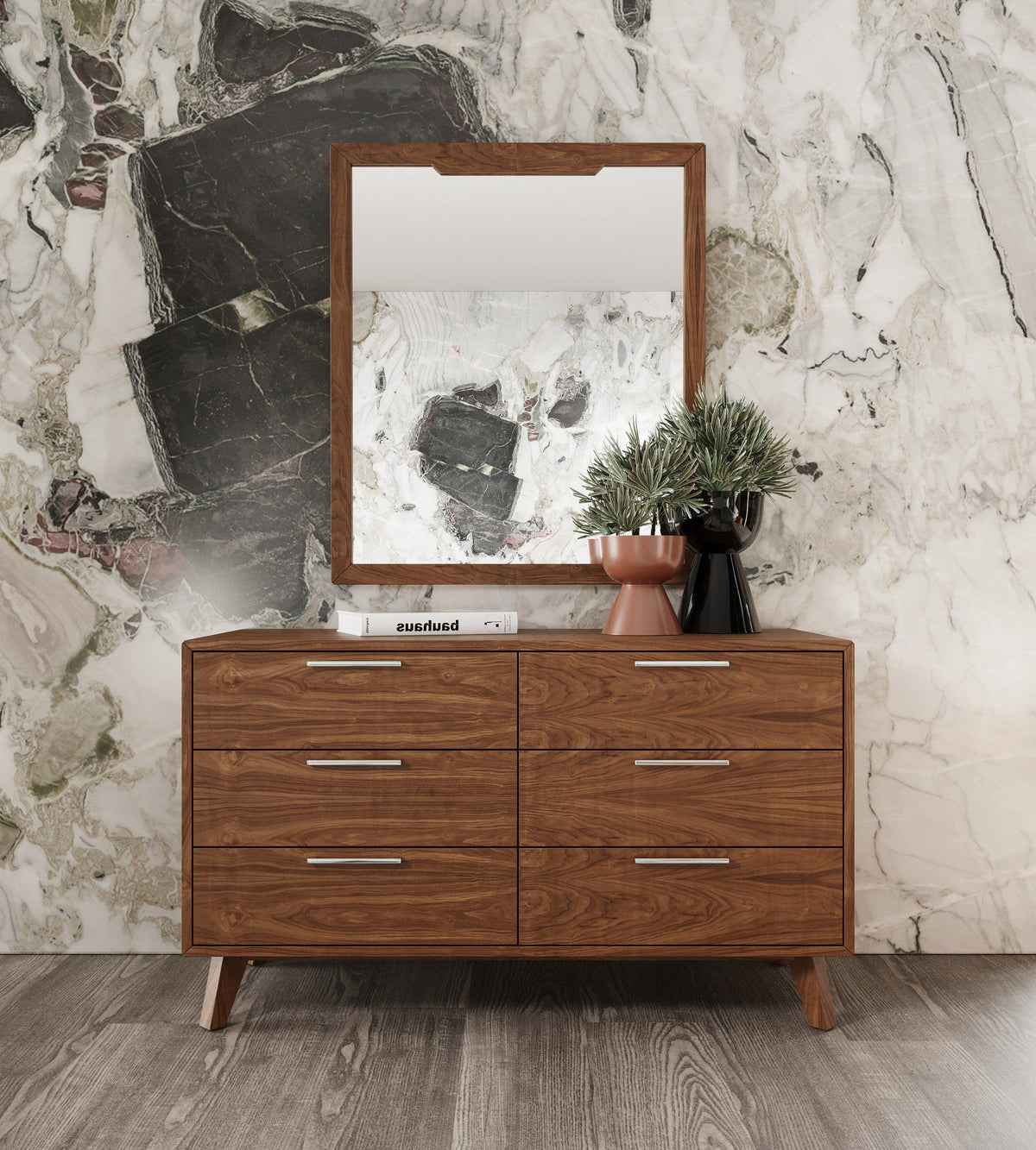 Eastern King Soria Modern Grey & Walnut Bedroom Set