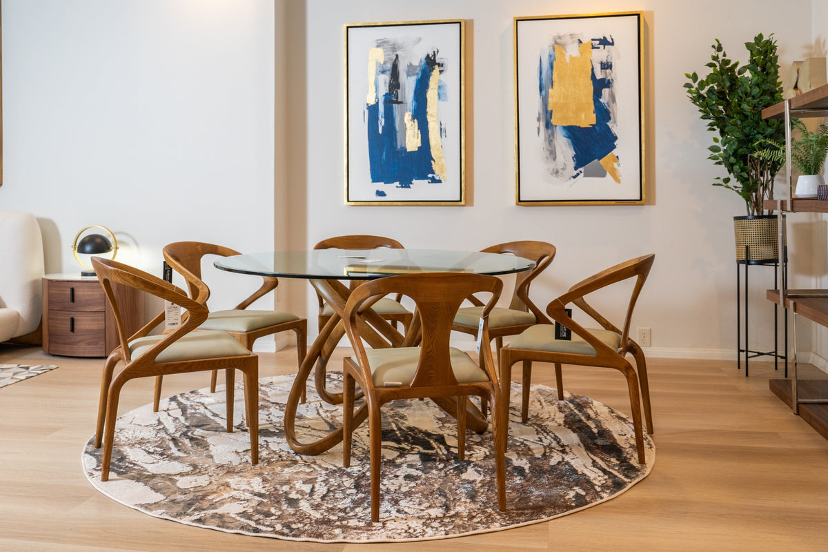 Mason Modern Round Glass & Walnut Dining Table by VIG Furniture - View 3