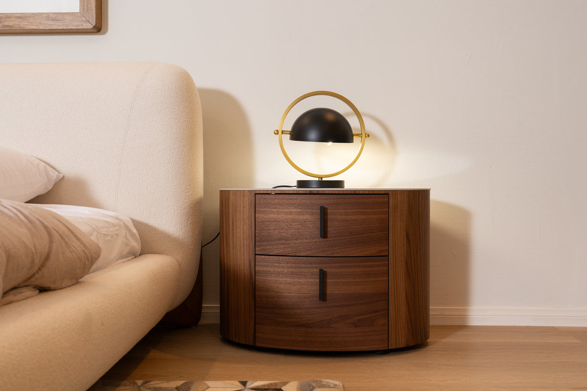 Chelton - Contemporary White Ceramic & Walnut Oval Nightstand by VIG Furniture - View 3