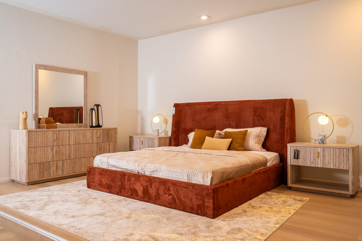 Roma - Modern Faux Travertine + Gold Dresser by VIG Furniture - View 3