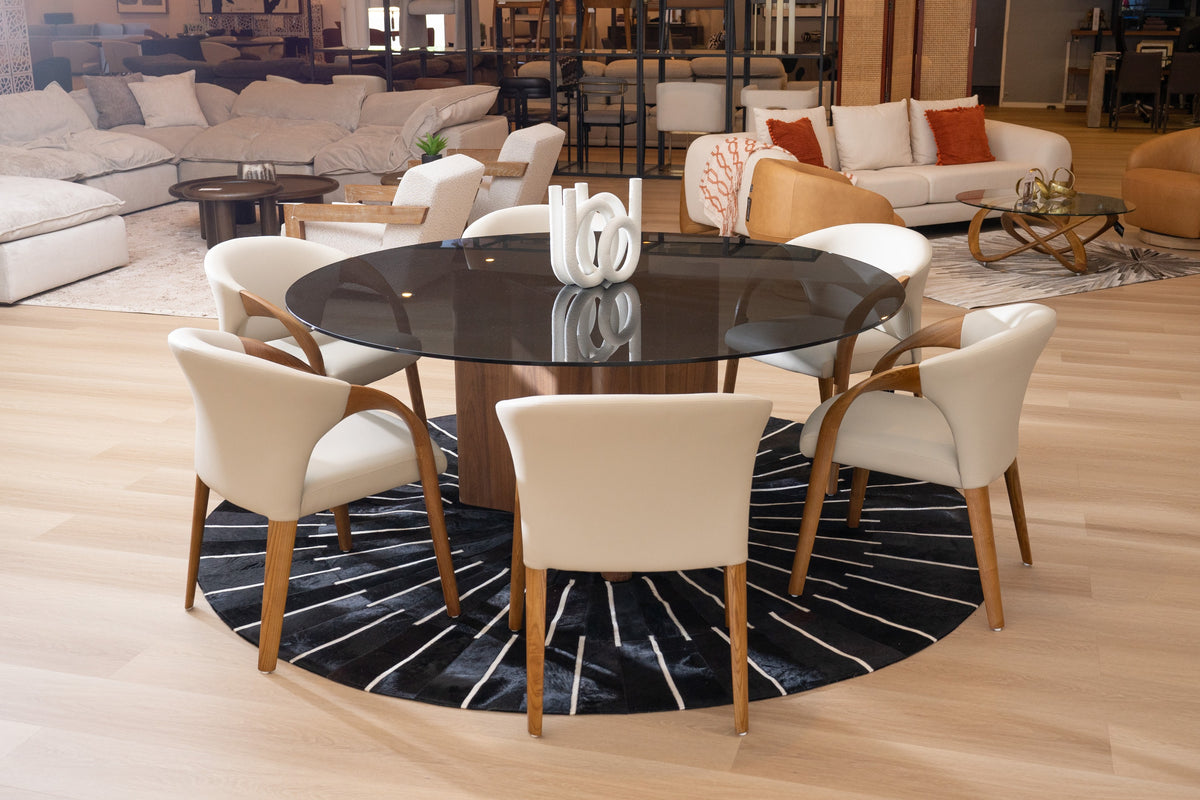 Kaye - Modern Walnut + Glass 71" Round Dining Table by VIG Furniture - View 5