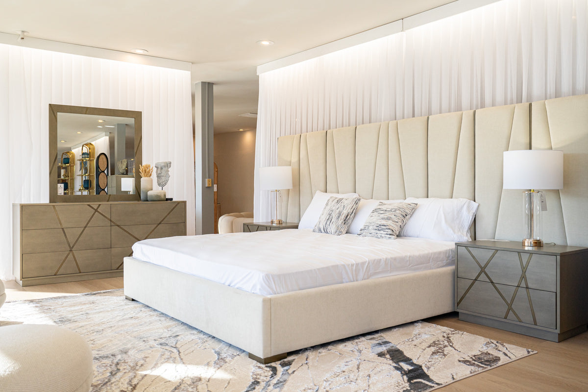 Nixa - Modern Beige Velvet + Brushed Bronze Bed-queen by VIG Furniture - View 5