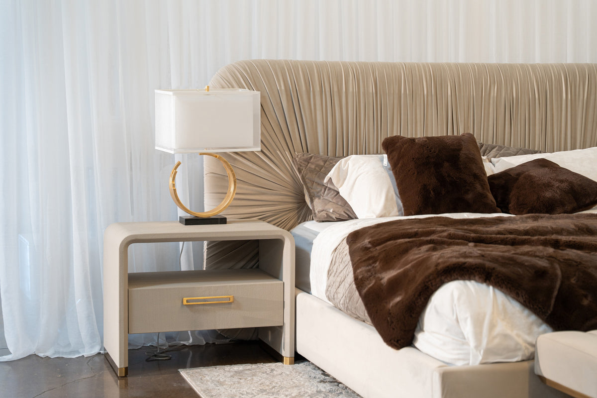 Florence - Modern Beige Leatherette + Gold Nightstand by VIG Furniture - View 8