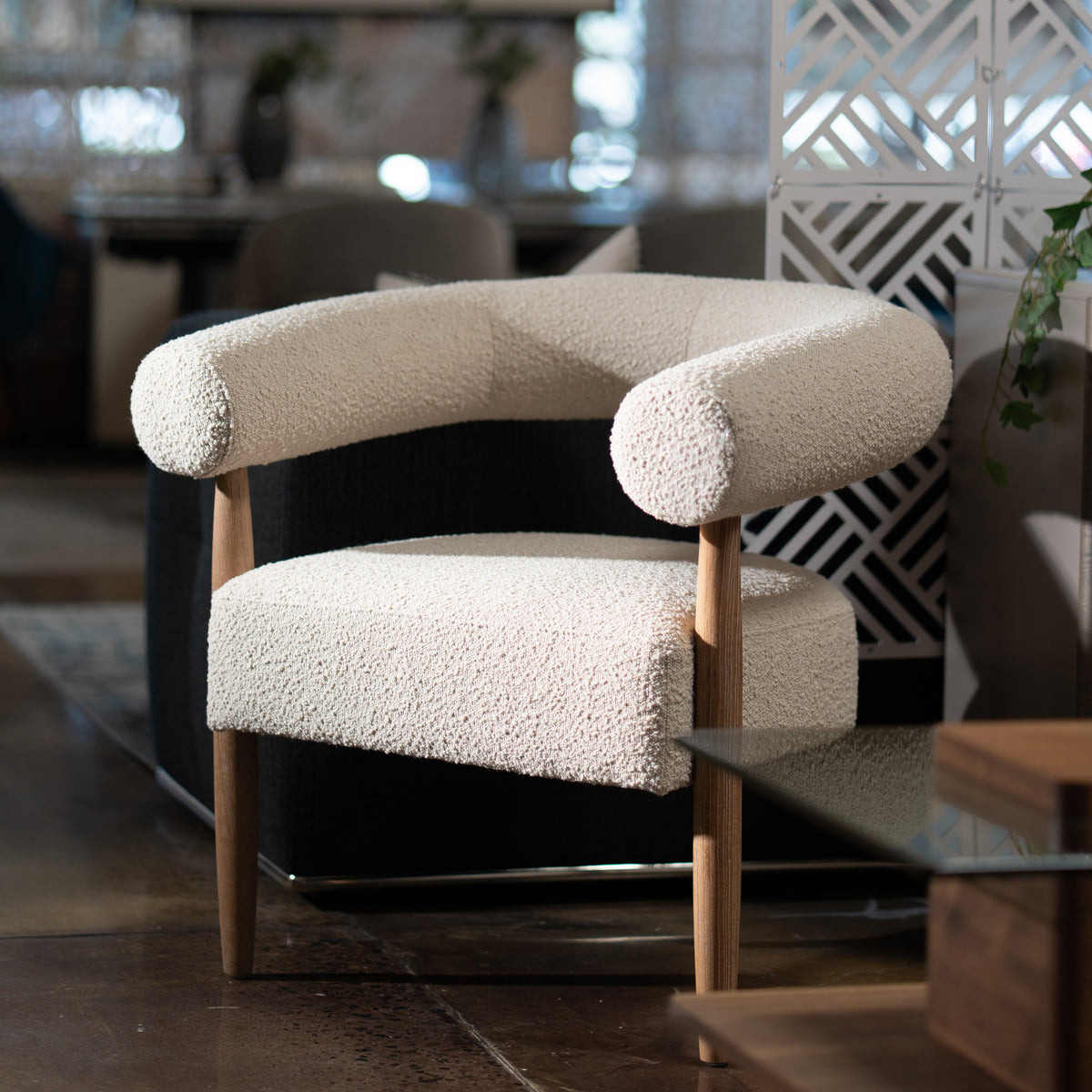 Marchland - Modern Beige Fabric + Oak Accent Chair by VIG Furniture - View 7