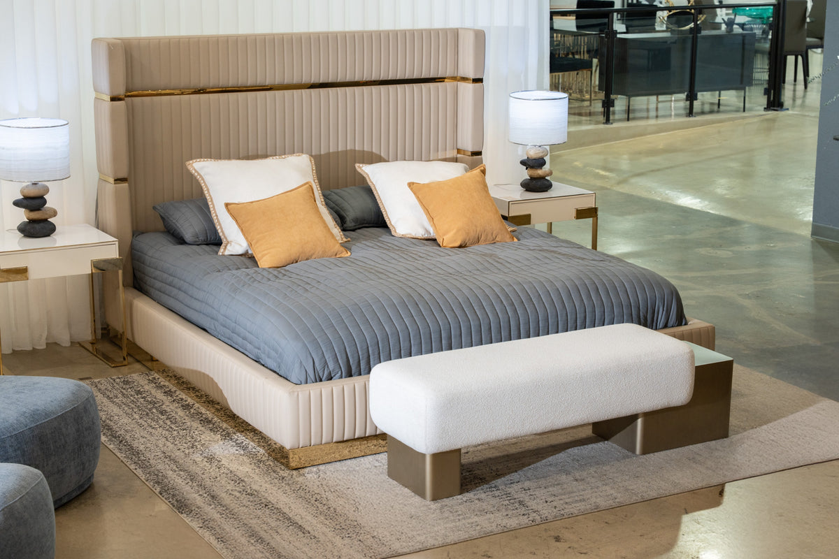Sterling Modern Beige Bonded Leather & Gold Bed by VIG Furniture - View 8