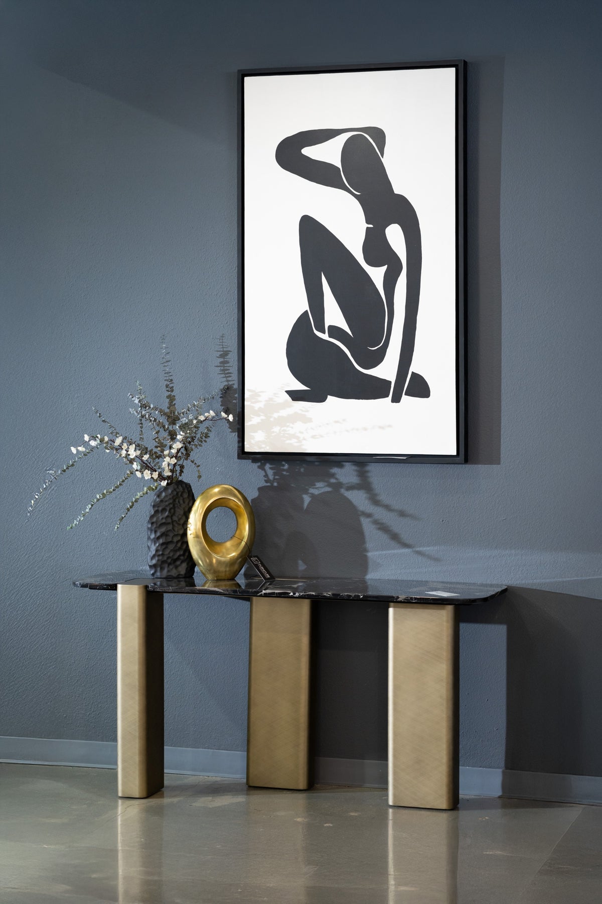 Quest - Modern Black Rose Marble + Antique Brass Console Table by VIG Furniture - View 8