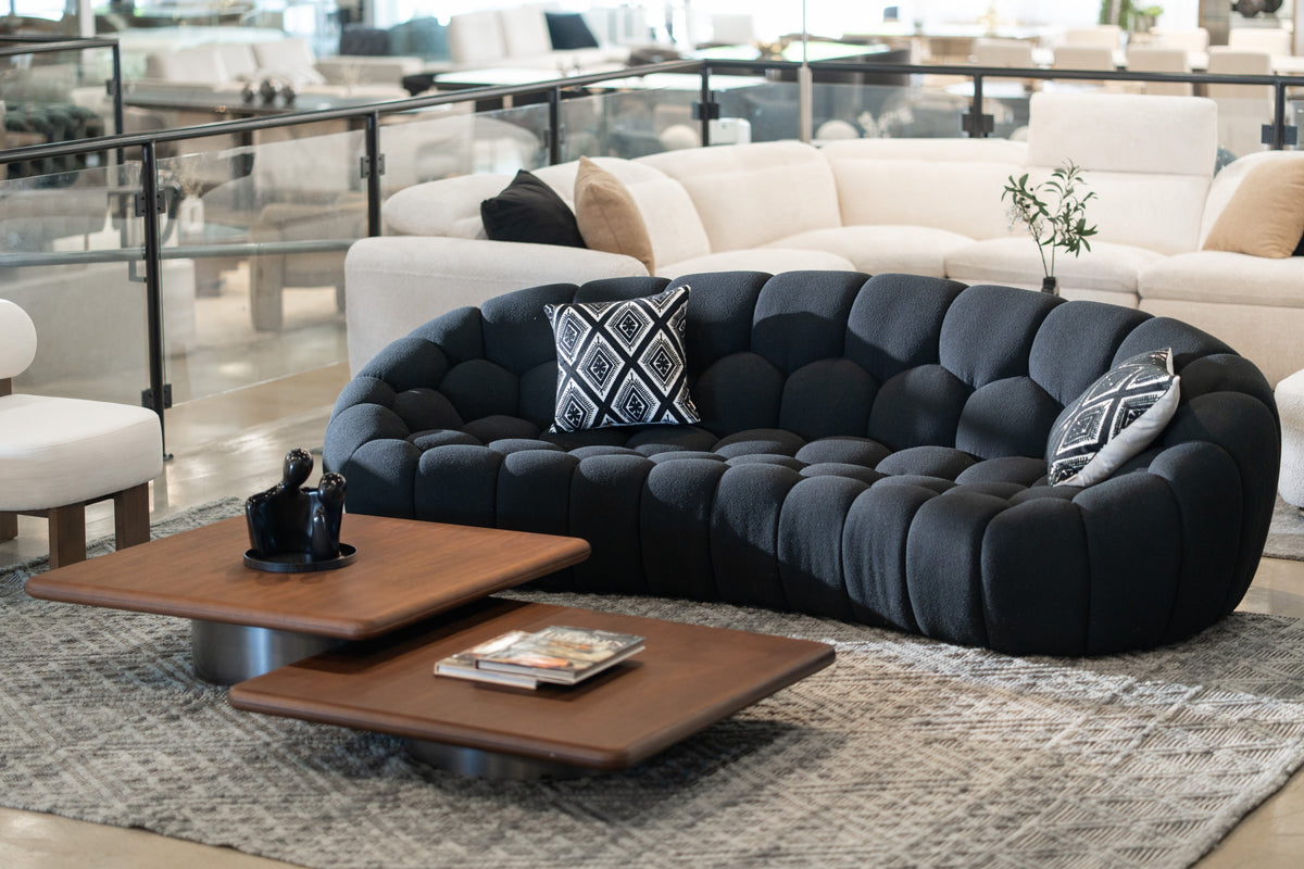 Yolonda - Modern Curved Black Fabric Sofa by VIG Furniture - View 2