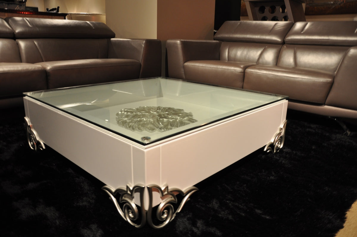 LS538 Emma Modern White Coffee Table w/ Glass Top by VIG Furniture - View 5