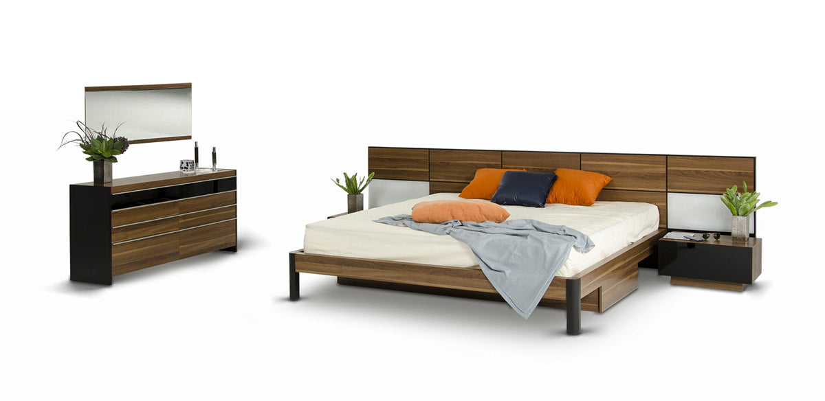 Rondo Mid-Century Platform Bed w/ Nightstands Storage And Lights by VIG Furniture - View 7