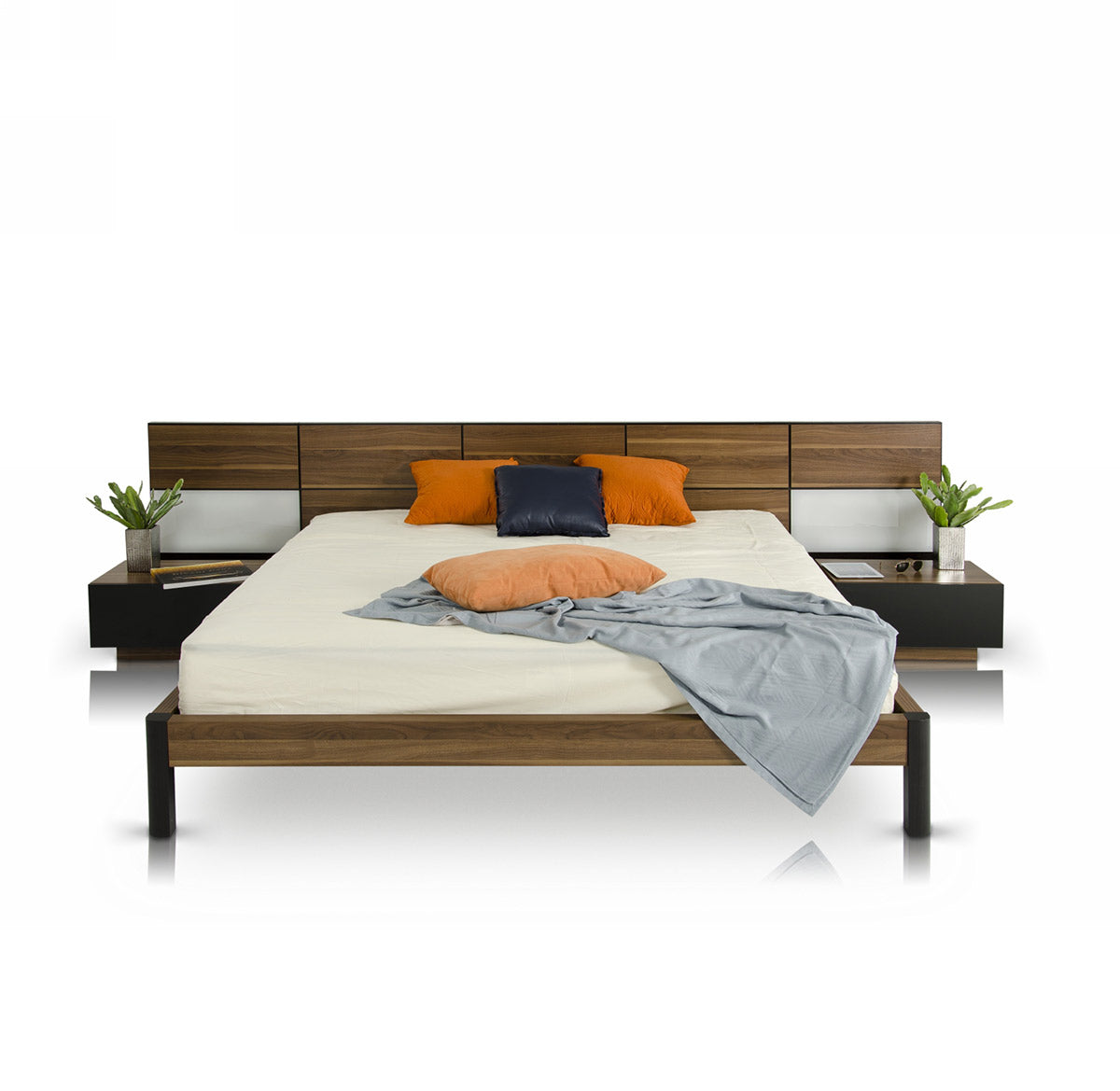 Rondo Mid-Century Platform Bed w/ Nightstands Storage And Lights by VIG Furniture - View 8