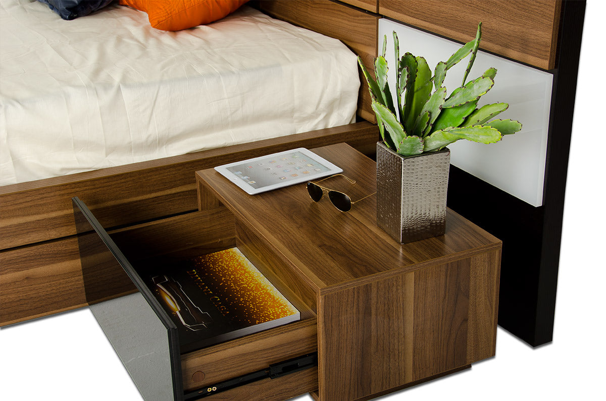 Rondo Mid-Century Platform Bed w/ Nightstands Storage And Lights by VIG Furniture - View 14