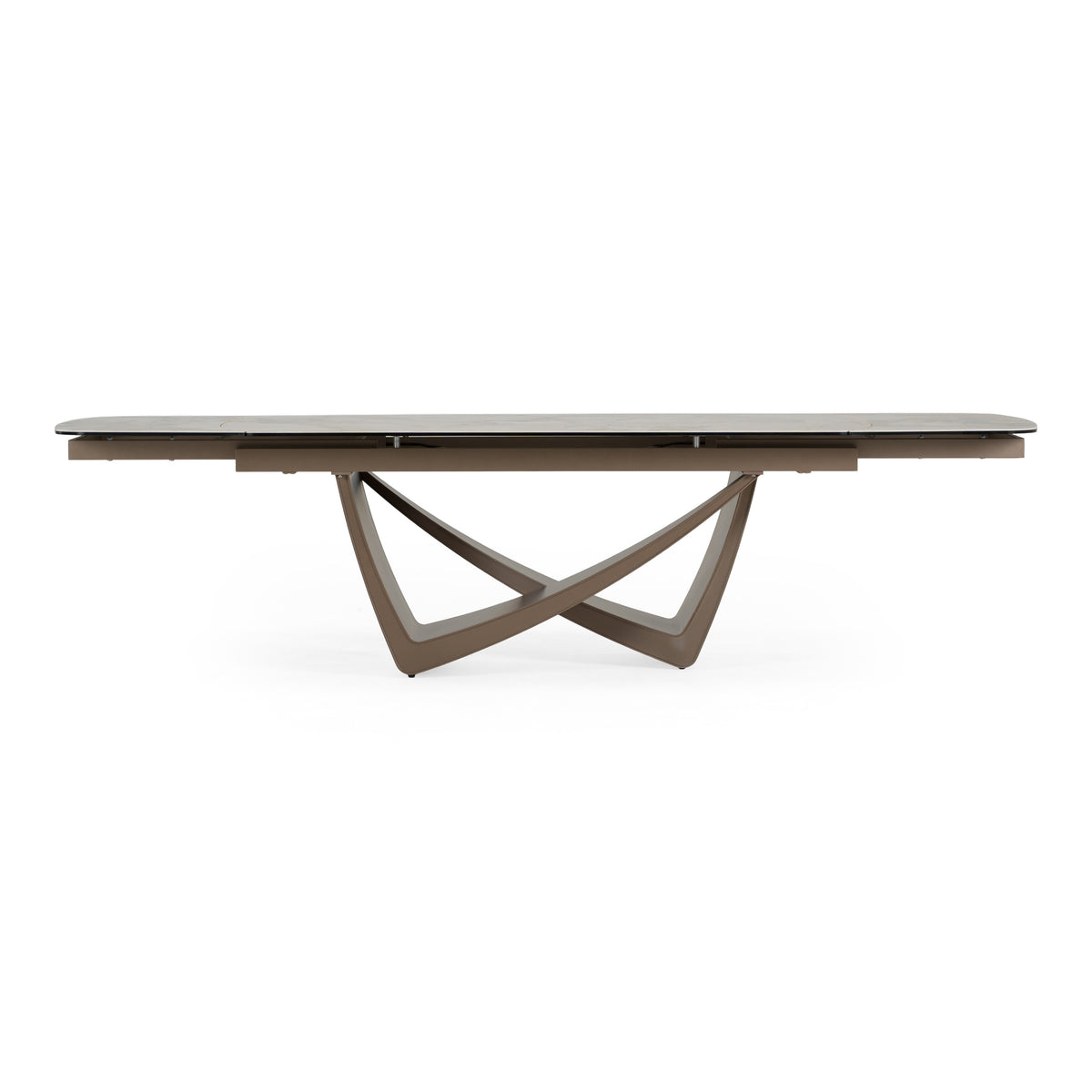 Dunster - Contemporary Beige Ceramic + Metallic Grey Extendable Dining Table by VIG Furniture - View 1