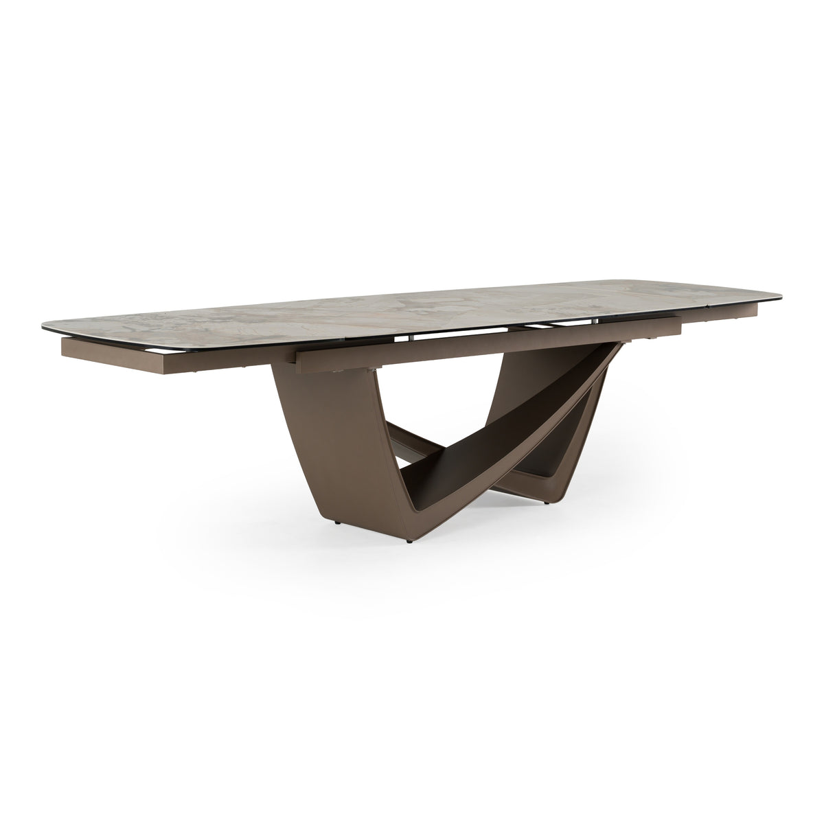Dunster - Contemporary Beige Ceramic + Metallic Grey Extendable Dining Table by VIG Furniture - View 2