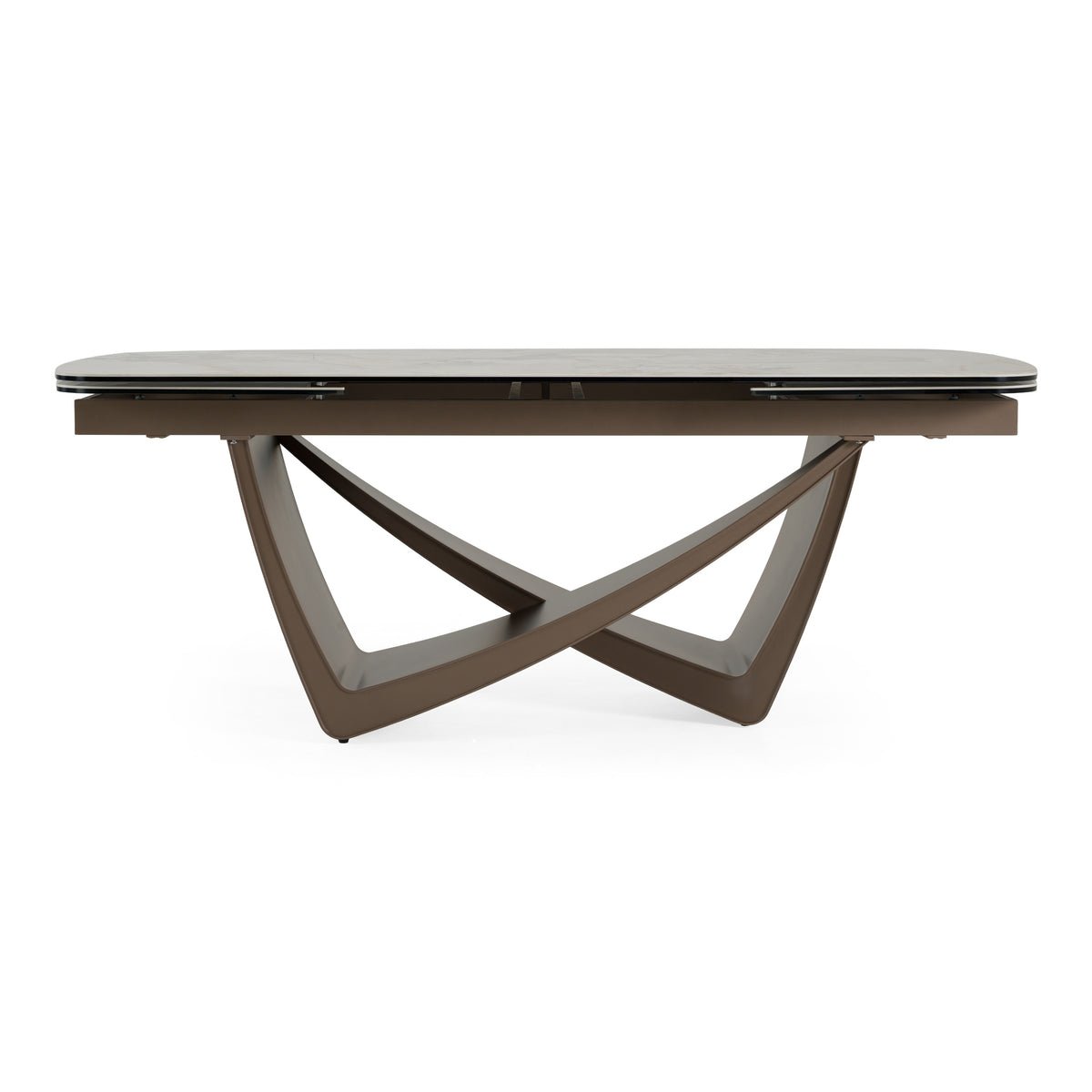 Dunster - Contemporary Beige Ceramic + Metallic Grey Extendable Dining Table by VIG Furniture - View 3
