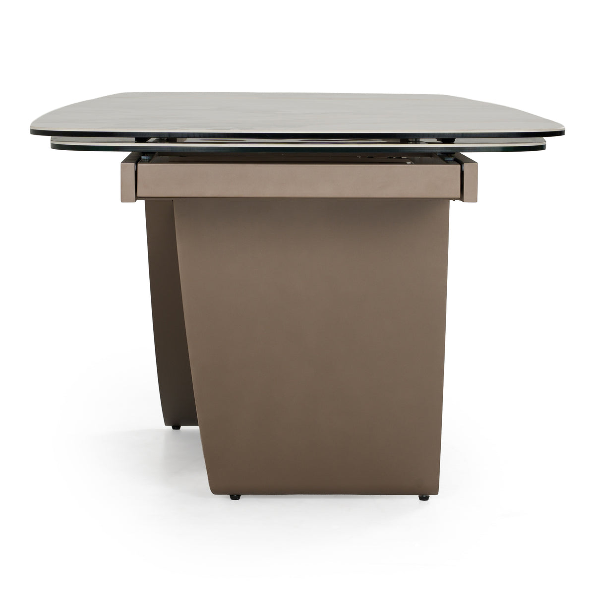 Dunster - Contemporary Beige Ceramic + Metallic Grey Extendable Dining Table by VIG Furniture - View 4