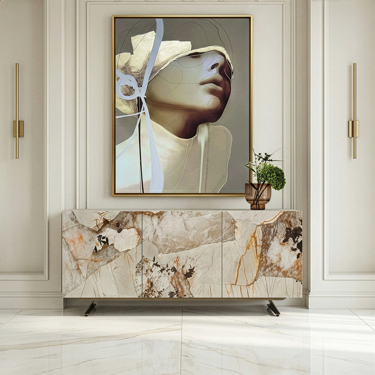 Dunster - Contemporary Beige Ceramic + Metallic Grey Buffet by VIG Furniture - View 11