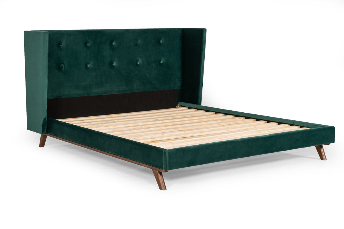 Durango Modern Green Fabric & Walnut Bed by VIG Furniture - View 6