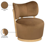 Elara - Velvet Upholstered Swivel Accent Chair - Saddle / Stained Natural
