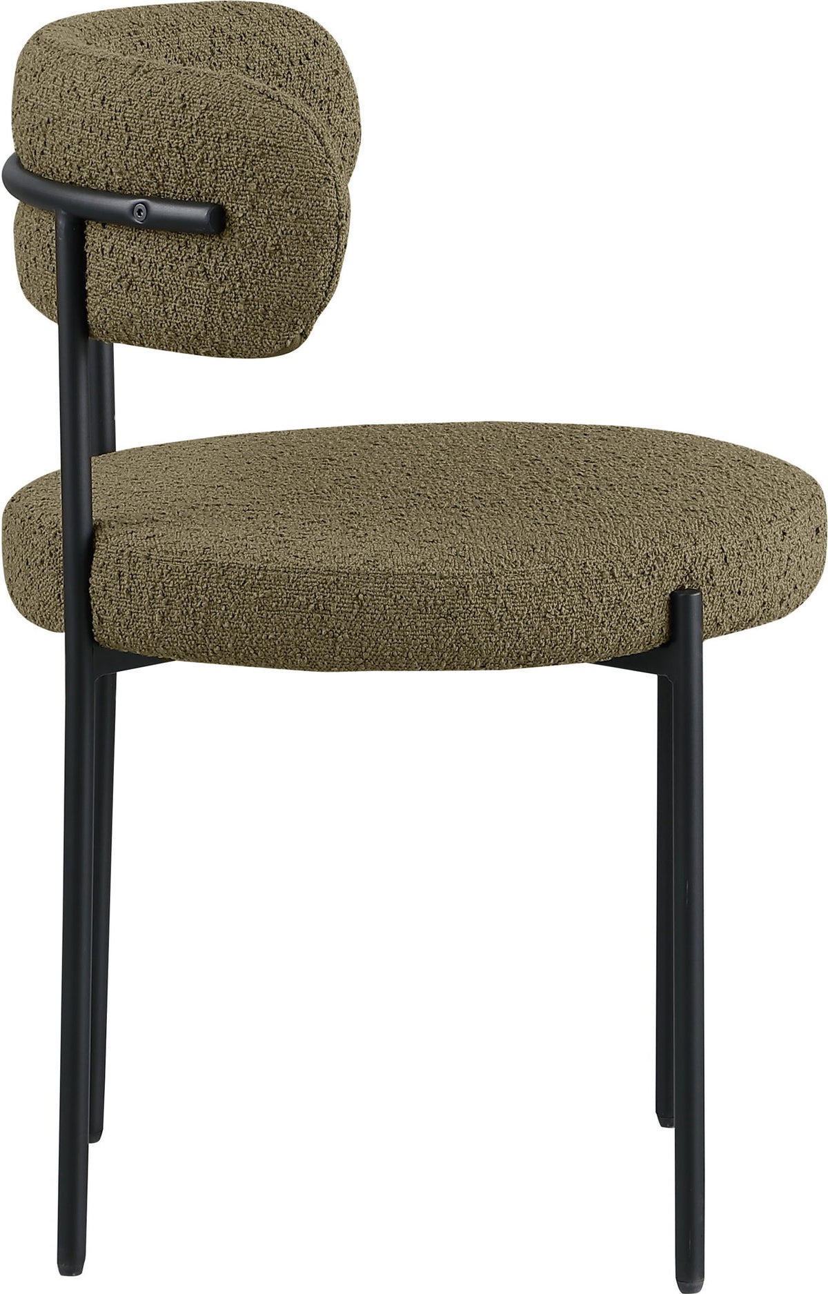 Beacon - Boucle Fabric Dining Chair With Black Legs (Set of 2) - Olive Green