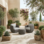 Amira - 3-Piece Outdoor Swivel Lounge Chair Conversation Set - Light Gray / Deep Bronze