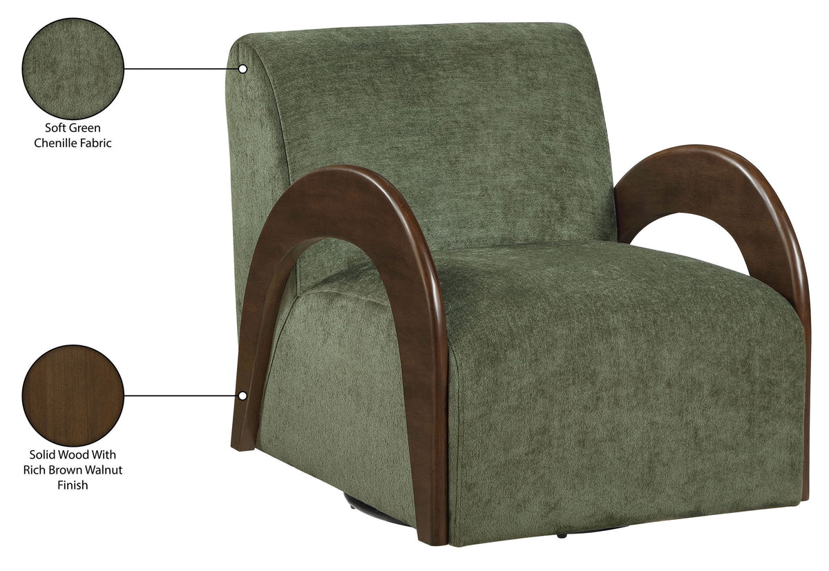 Neria - Chenille Fabric Upholstered Swivel Accent Chair - Painted Brown Base