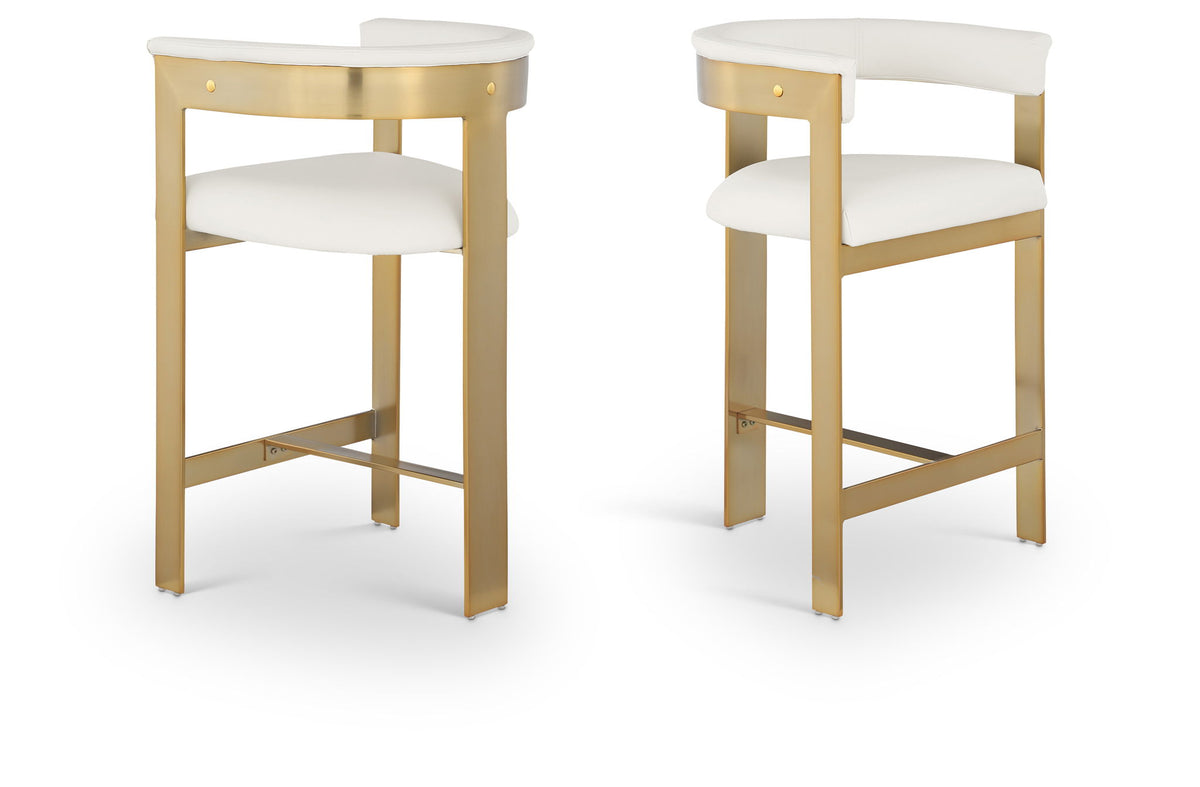 Romeo - Faux Leather Counter Stool With Gold Base (Set of 2)