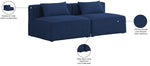 Cube - Linen Modular 2 Seat Armless Sofa