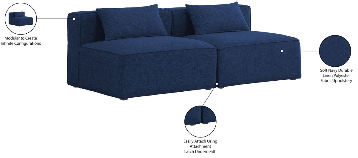 Cube - Linen Modular 2 Seat Armless Sofa