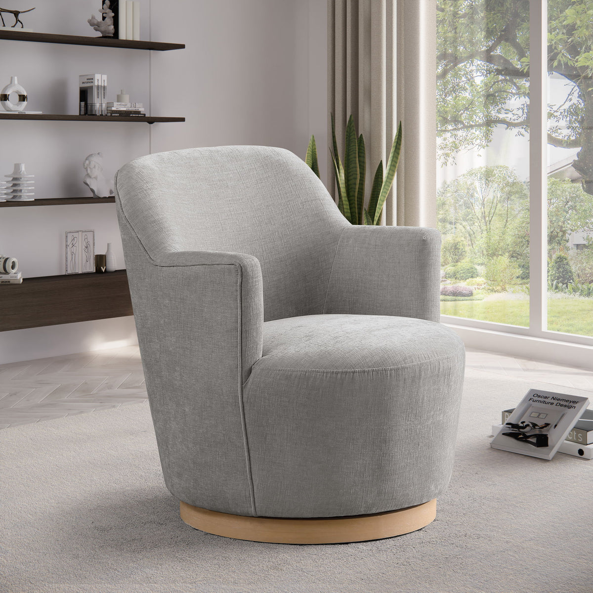 Clarita - Chenille Swivel Accent Chair