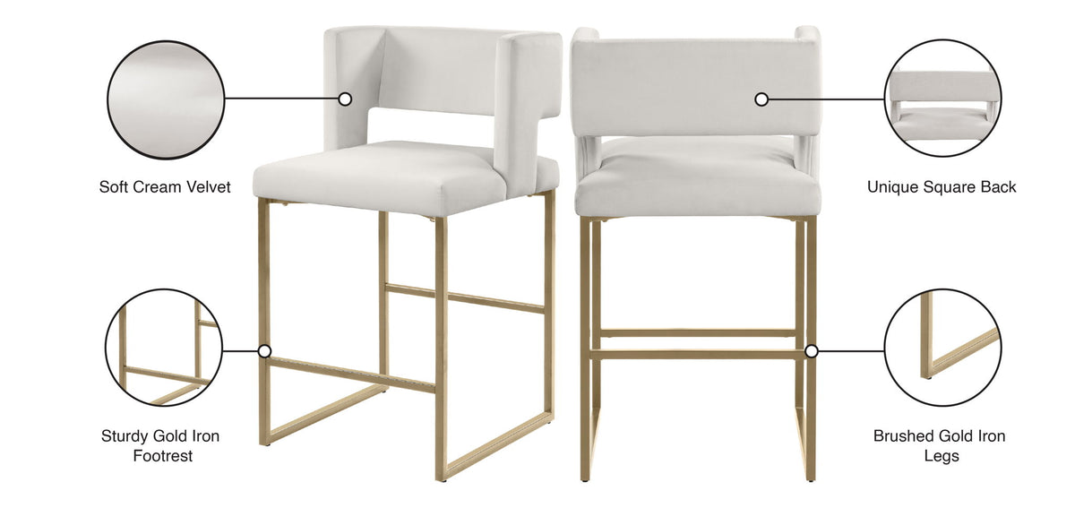 Caleb - Counter Stool with Gold Legs (Set of 2)