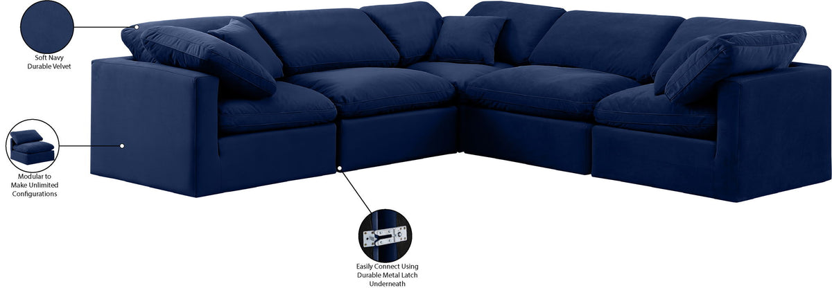 Indulge - Velvet 5 Piece Modular Corner Sectional