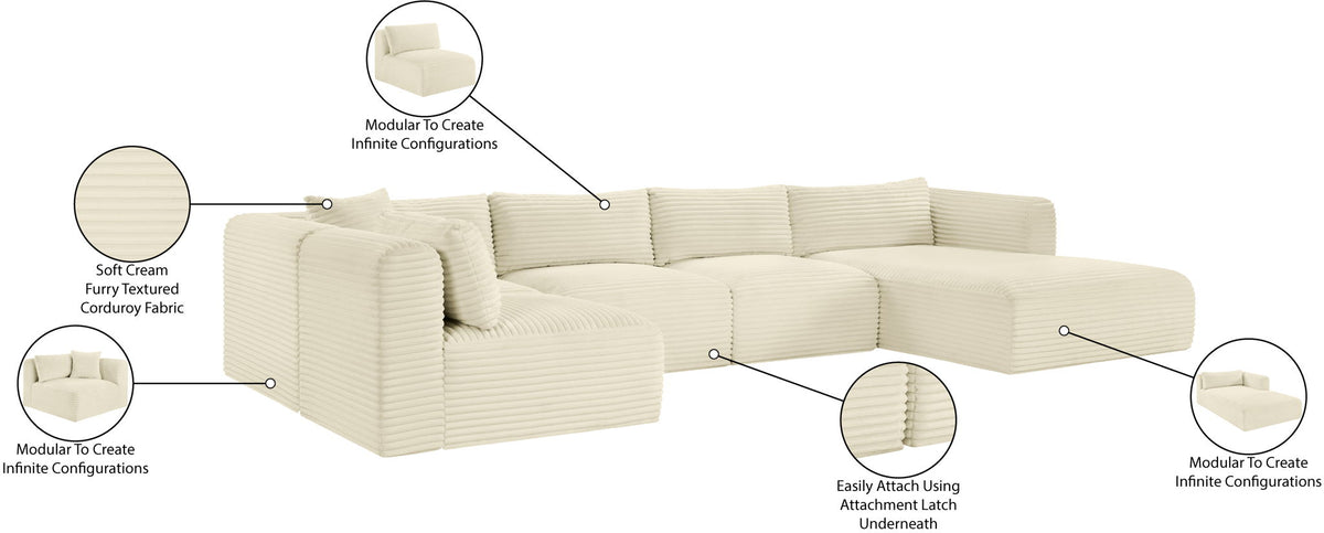 Shaggy - 5 Piece Modular U-Shaped Sectional