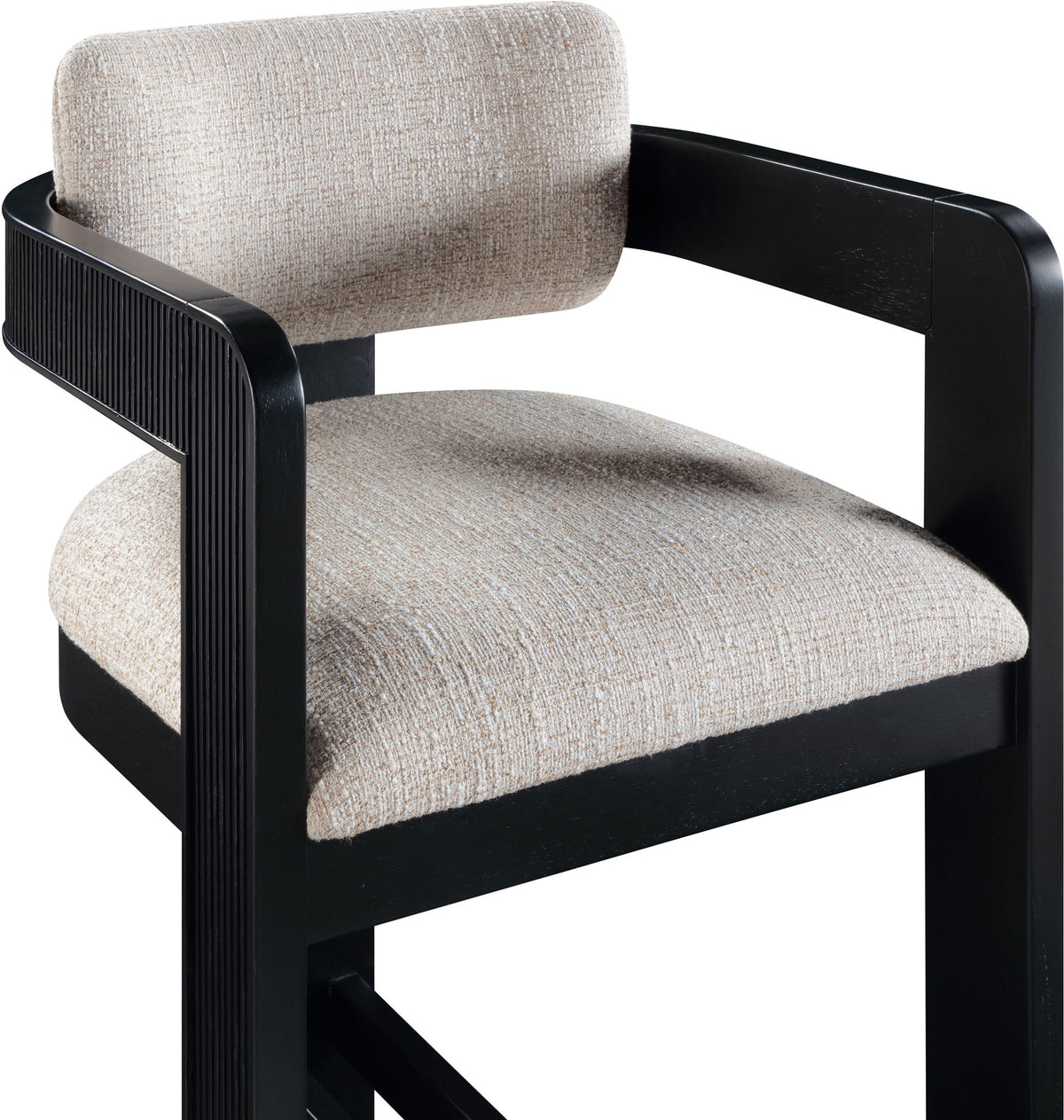 Sacha - Linen Stool With Black Base