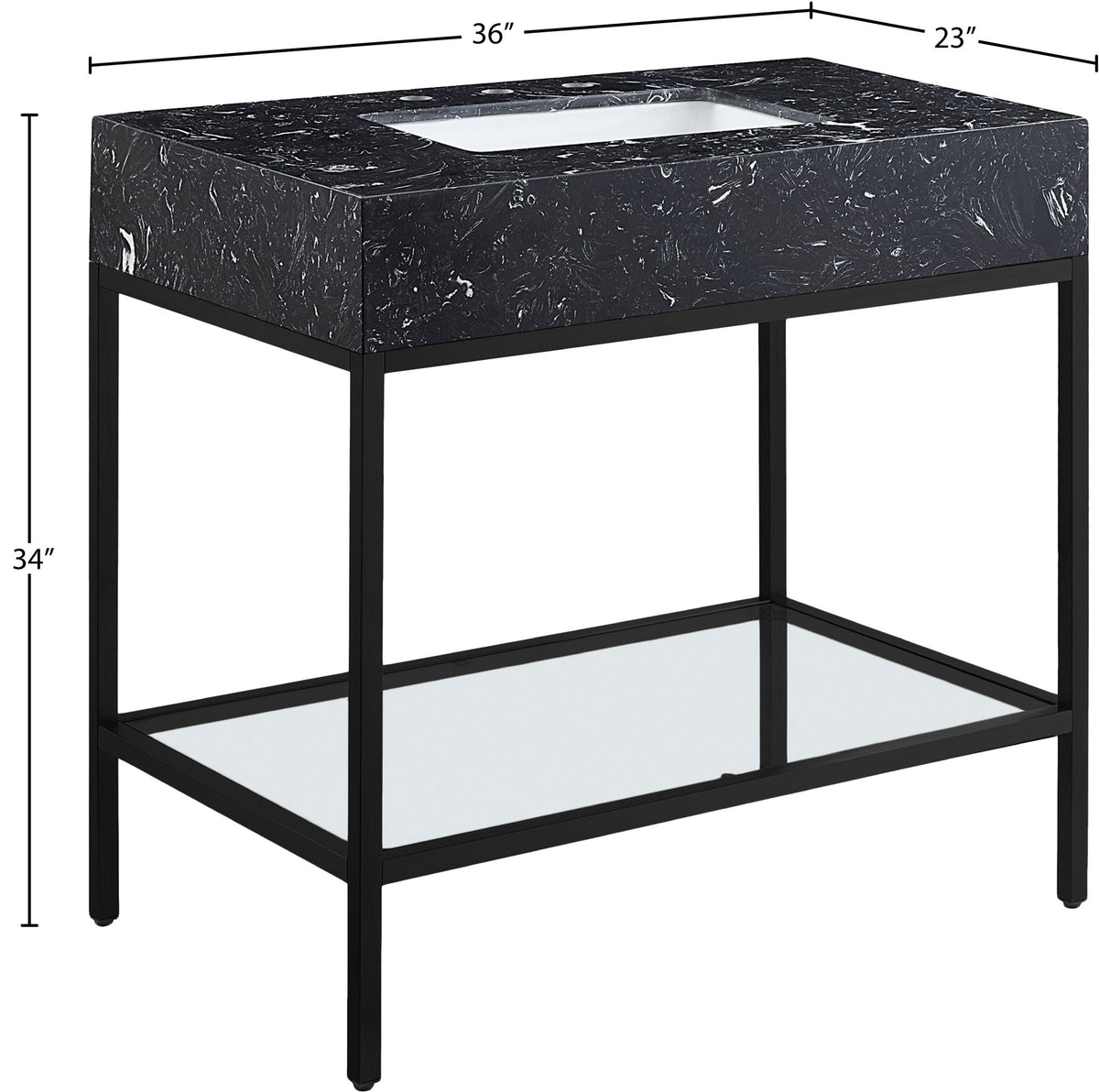 Marmo - Engineered Marble Bathroom Vanity With Black Base
