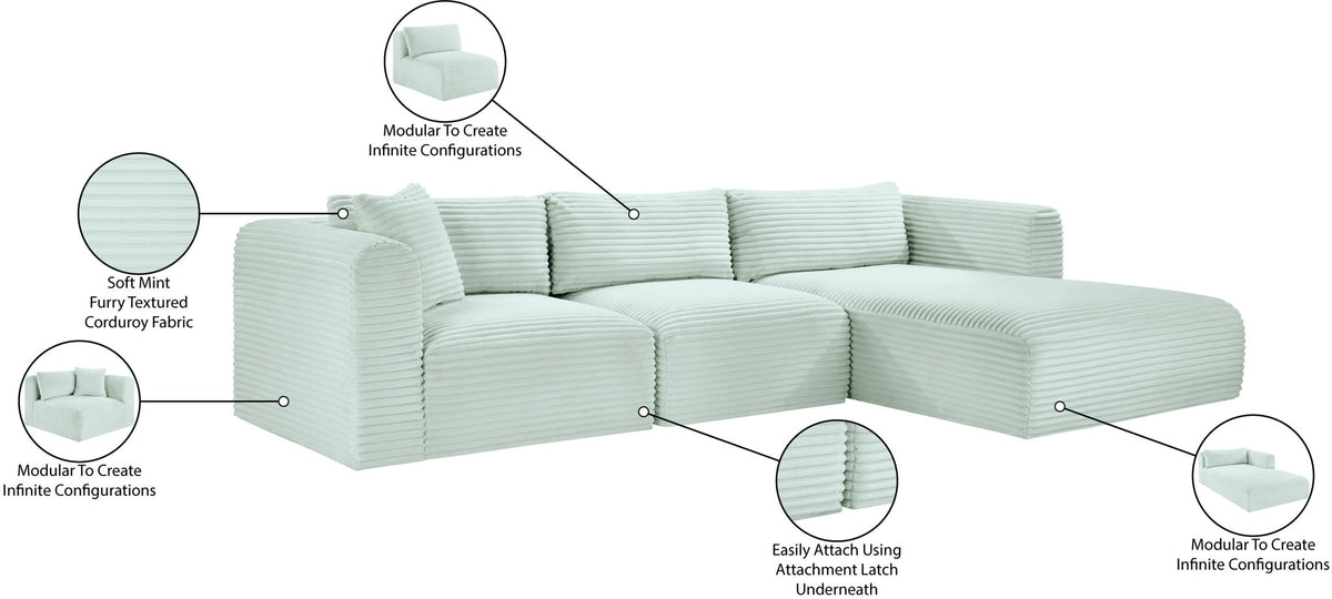Shaggy - 3 Piece Modular Sectional
