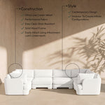 Hammond - Velvet Performance Fabric Upholstered 6 Piece U-Shaped Sectional