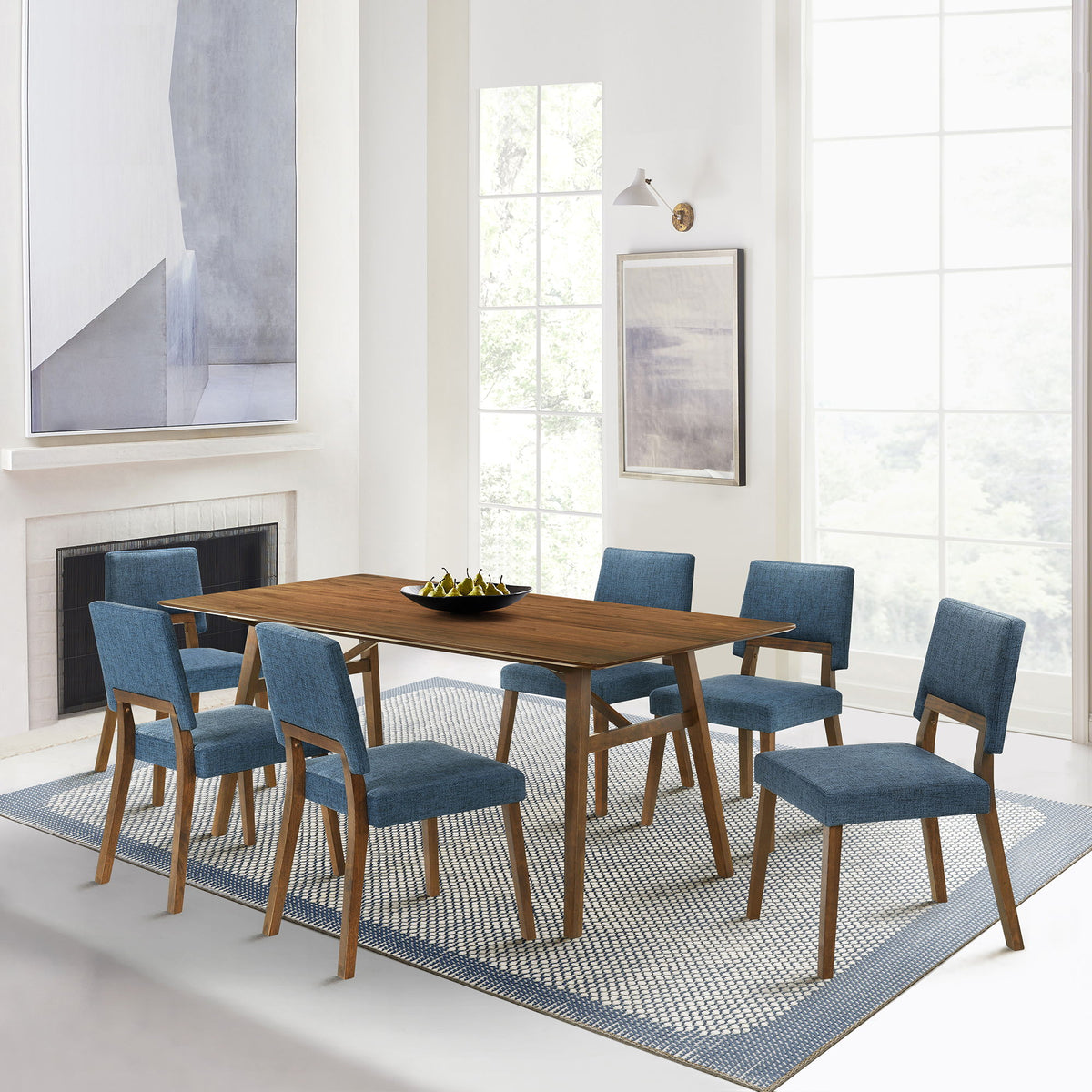 Channell - Walnut Wood Dining Table Set