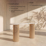 Cindra - Genuine Marble Top And Iron Base Console Table
