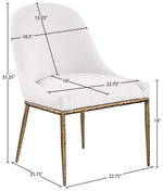Ferro - Linen Textured Performance Fabric Upholstered Dining Side Chair - Cream / Brushed Gold