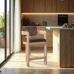 Sacha - Velvet Stool With Natural Base