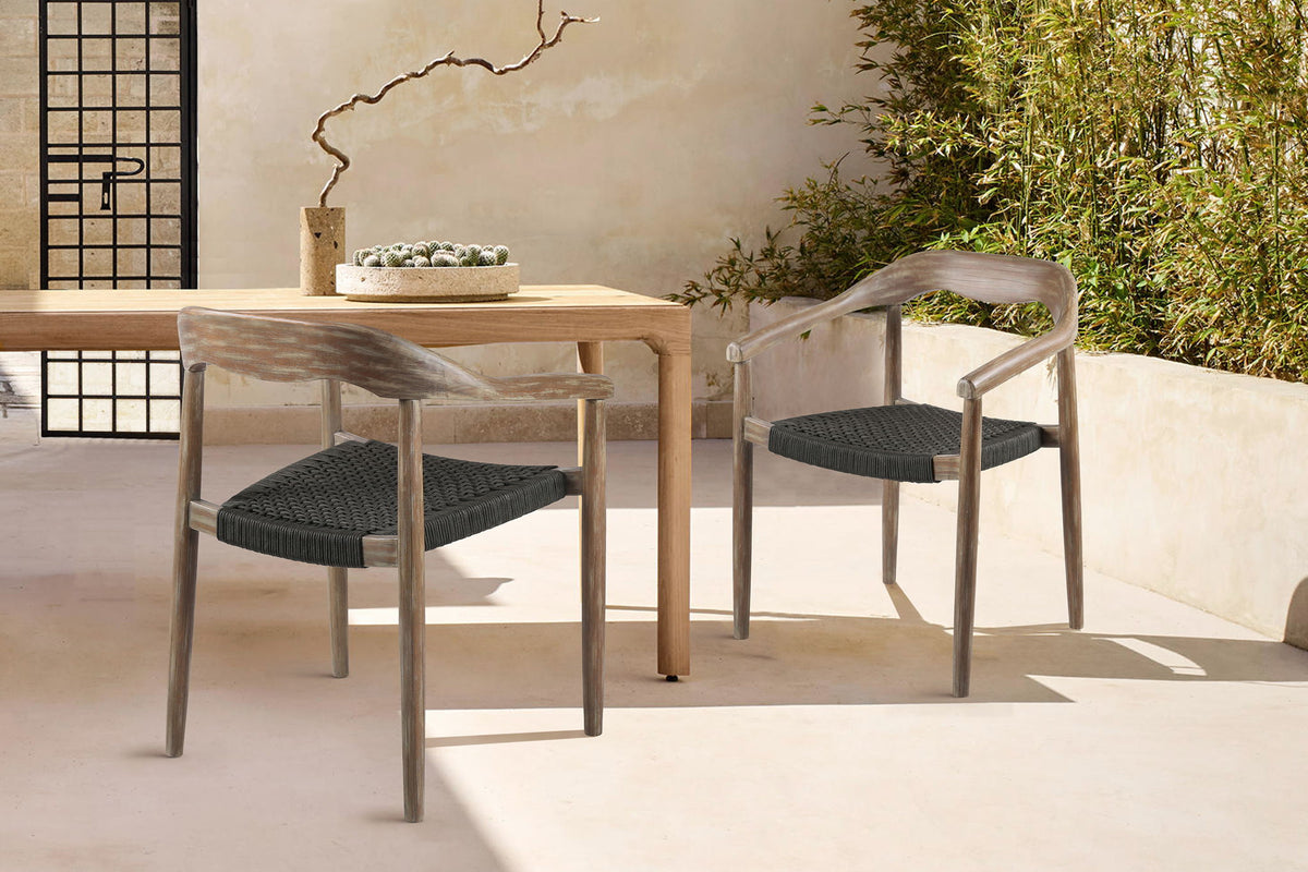 Santo - Indoor / Outdoor Stackable Dining Chair (Set of 2) - Eucalyptus / Charcoal