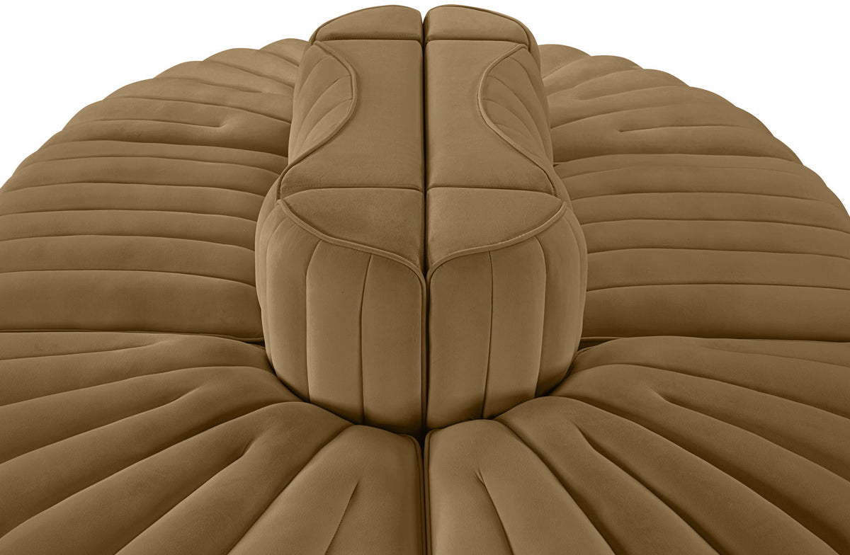 Rummi - Oval Velvet Performance Fabric Upholstered 6 Piece Modular Sectional