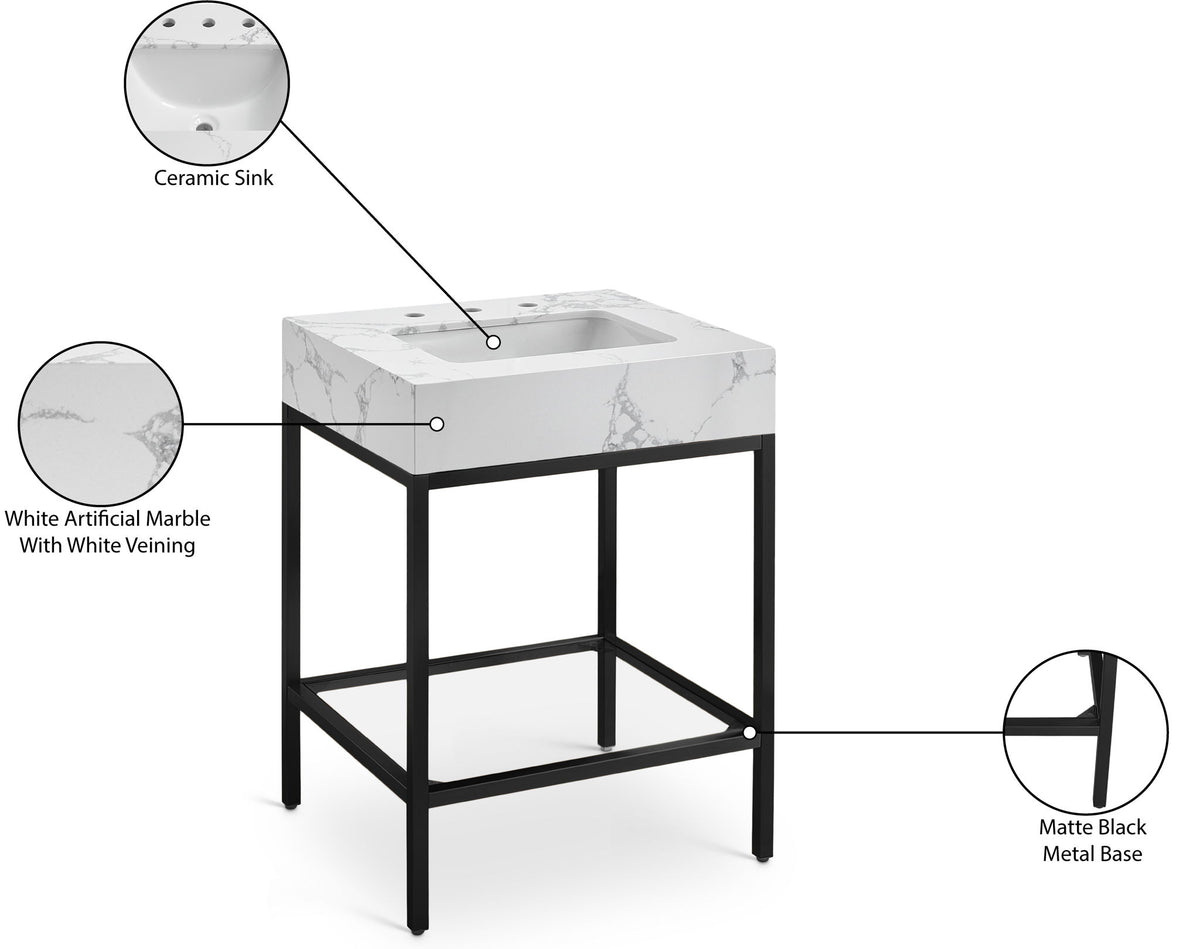 Marmo - Engineered Marble Bathroom Vanity With Black Base