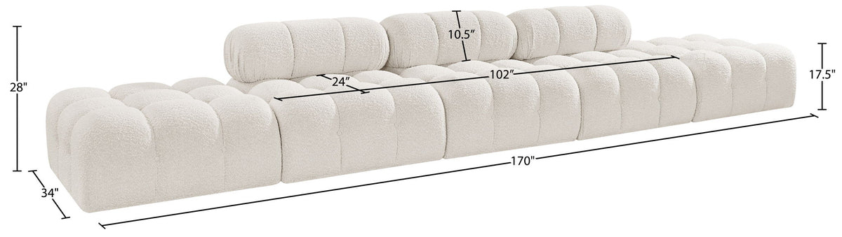 Ames - 5 Piece Boucle Upholstered Modular Sofa With 2 Armless Seats
